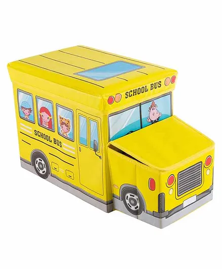 Muren Foldable Storage Box cum Stool School Bus Design - Yellow