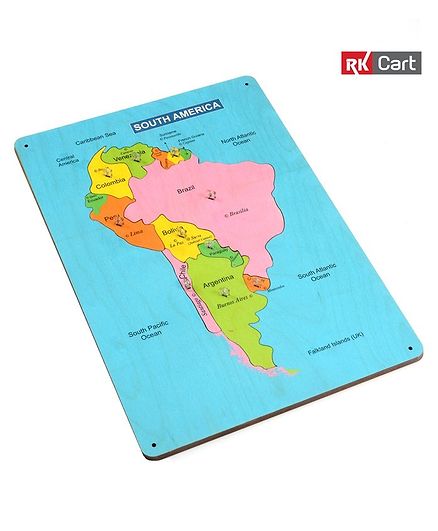 RK Cart South America Map Board Puzzle Multicolor - 10 Pieces