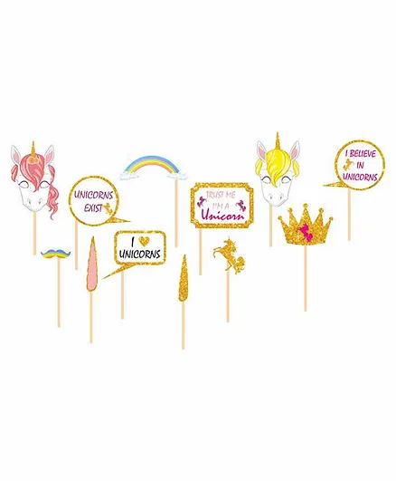 Untumble Unicorn Themed Photo Props Pink - Set of 11