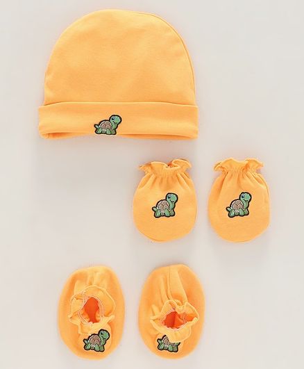Ben Benny Cap Mittens & Booties Set Tortoise Patch Yellow - Diameter 10 cm
