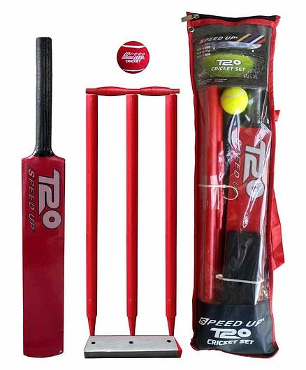 Speed Up T20 Wooden Cricket Combo Set Size 4 - Red