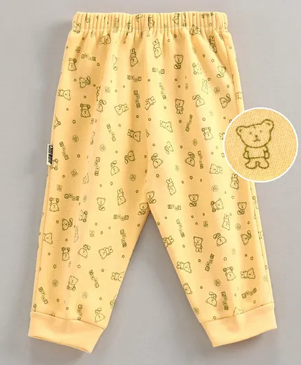 Child World Full Length Lounge Pant Teddy Print - Yellow