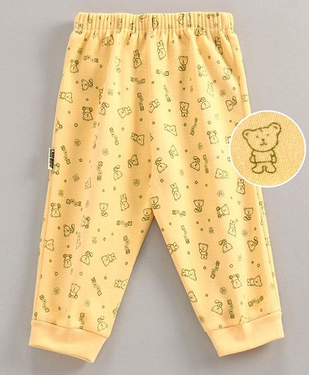 Child World Full Length Lounge Pant Teddy Print - Yellow