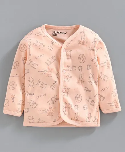 Little Darlings Full Sleeves Printed Vest - Peach