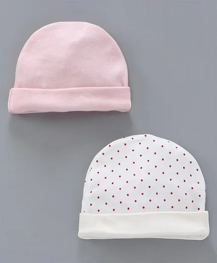 Ben Benny Solid & Printed Caps Pack of 2 Pink White - Diameter 8 cm