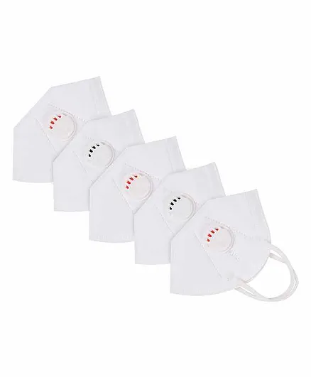 Yellow Bee KN95 Respirator Face Mask White - Pack of 5