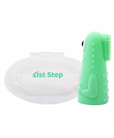 1st Step Silicone Finger Brush With Case - Green