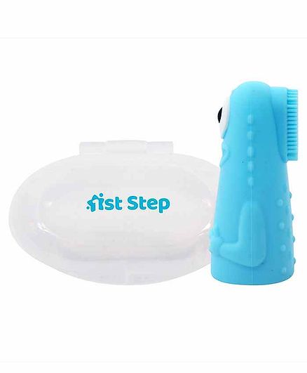 1st Step Silicone Finger Brush With Case - Blue