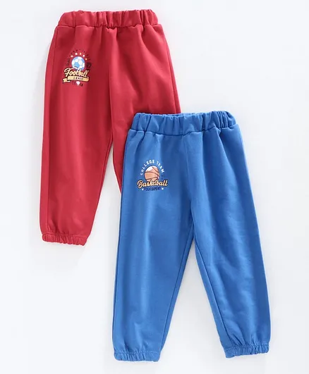 Simply Full Length Lounge Pants Football & Basketball Print Pack of 2 - Red Blue