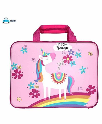 FunBlast Rectangular Pencil Pouch Unicorn Print - Pink