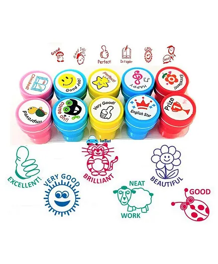 FunBlast Motivation Stamps Pack of 10 - Multicolor