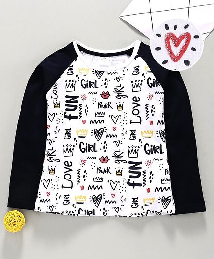 Smarty Full Sleeves Tee Text Print - White