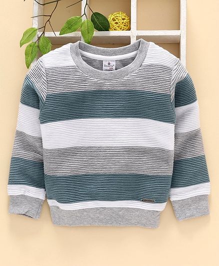 Smarty Full Sleeves Striped Tee - Grey