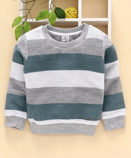Smarty Full Sleeves Striped Tee - Grey