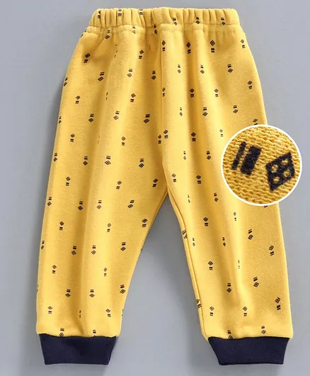 Little Darlings Full Length Printed Fleece Lounge Pant - Yellow