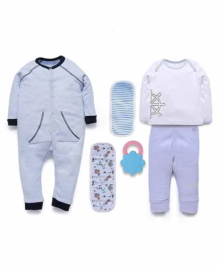 My Milestones Love Bundle Infant Gift Set Pack of 6 - White Blue