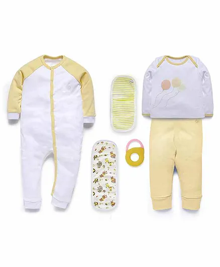 My Milestones Love Bundle Infant Clothing Gift Set Pack of 6 - White Yellow