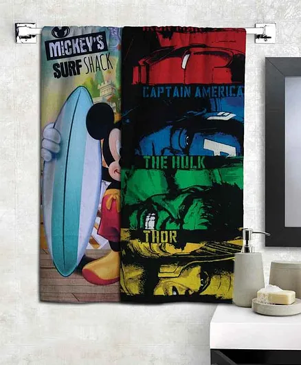 Athom Trendz Disney Mickey & Marvel Avengers Bath Towel Pack of 2 - Multicolor