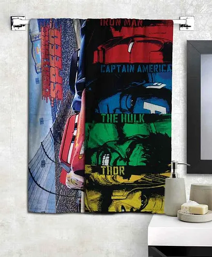 Athom Trendz Disney Pixar Cars & Marvel Avengers Bath Towels Set of 2 - Multicolour
