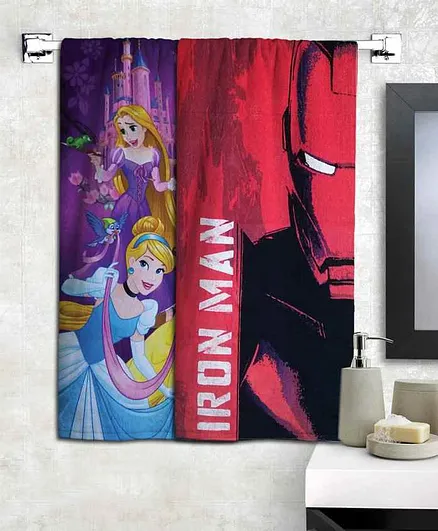 Athom Trendz Disney Princess & Marvel Iron Man Bath Towels Set of 2 - Purple Red