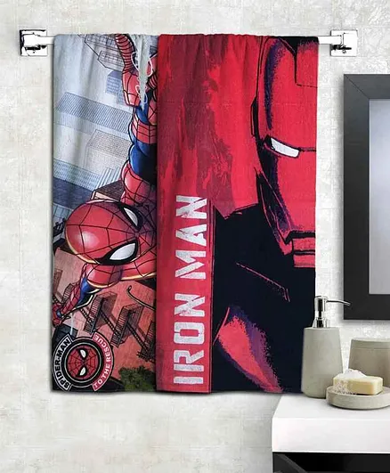 Athom Trendz Marvel Spider Man & Iron Man Bath Towels Set of 2 - Red