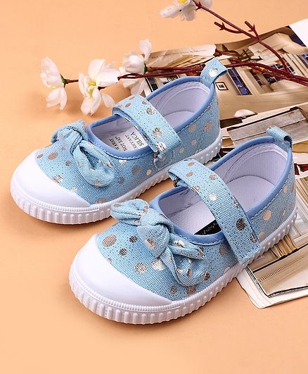 Cute Walk by Babyhug Canvas Shoes Bow Applique - Blue