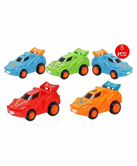 Fiddlerz Pullback Transform Robot Cars Set Pack of 5 - (Color May Vary)