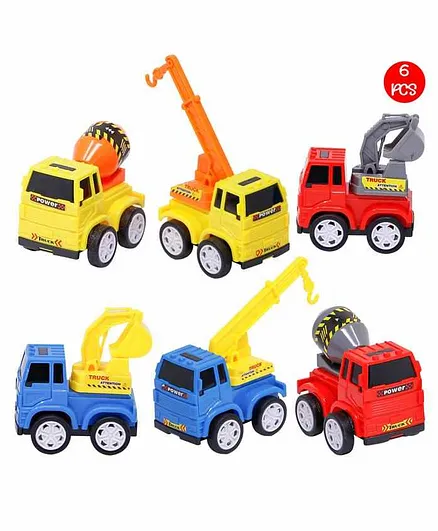 Fiddlerz Pull Back Action Construction Toy Set of 6 - Multicolor