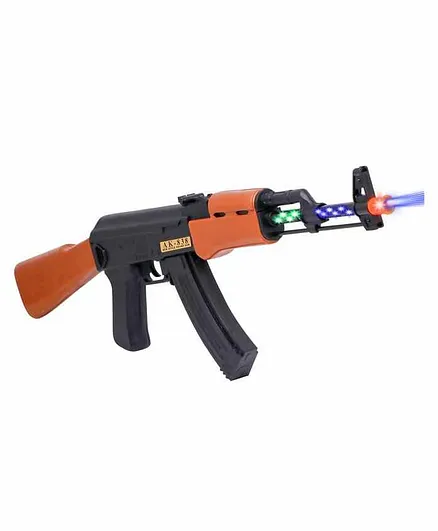 Fiddlerz Battery Operated AK 838 Machine Toy Gun with Sound - Black & Brown