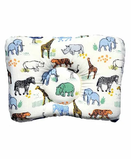 Elementary Premium Memory Foam Head Shaping Pillow Animal Print - White