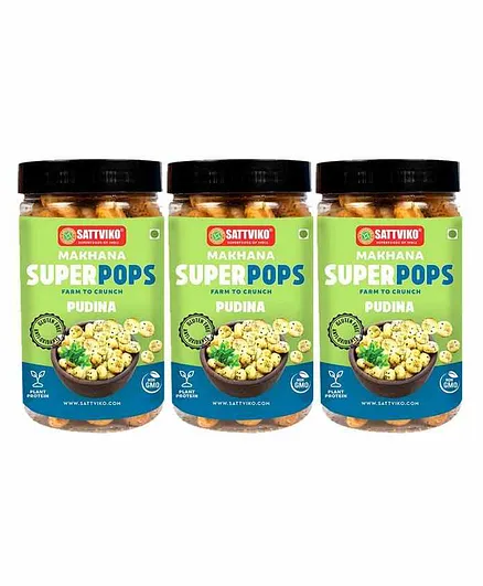 Sattviko Pudina Roasted Makhana Pack of 3 Jars - 70 gm each