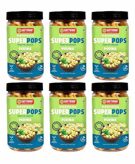 Sattviko Pudina Roasted Makhana Pack of 6 Jars - 70 gm each