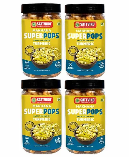 Sattviko Turmeric Makhana Superpops Pack of 4 Jars - 70 gm each