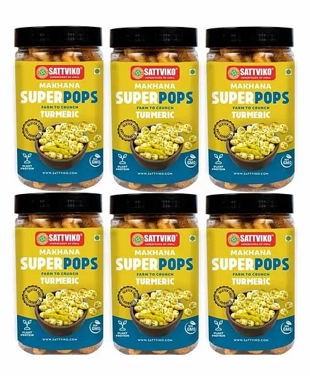 Sattviko Turmeric Makhana Superpops Pack of 6 Jars - 70 gm each
