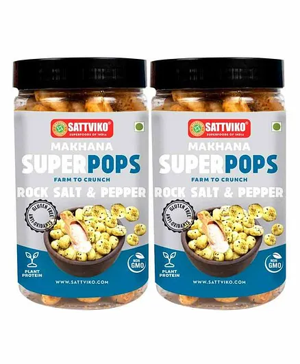 Sattviko Roasted Makhana Salt & Black Pepper Pack of 2 Jars - 70 gm each