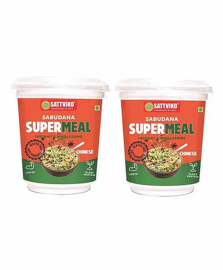 Sattviko Sabudana Supermeal Chinese Pack of 2 Cups with 5 Extra Refills - 65 gm each