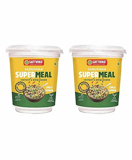 Sattviko Sabudana Supermeal Pack of 2 Cups with 4 Extra Refills - 65 gm each