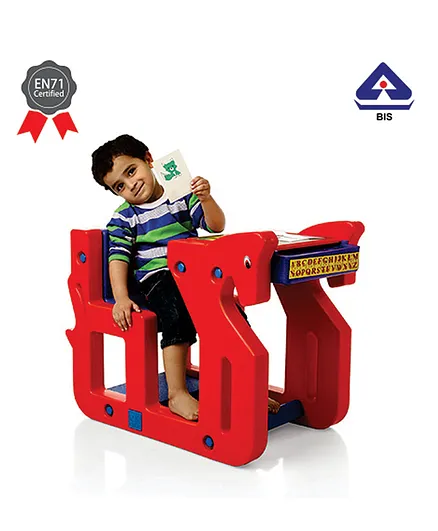 Ok Play Attached Chair And Table Set - Red And Blue