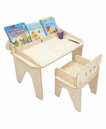 CuddlyCoo Wodden Table & Chair Set - Off White