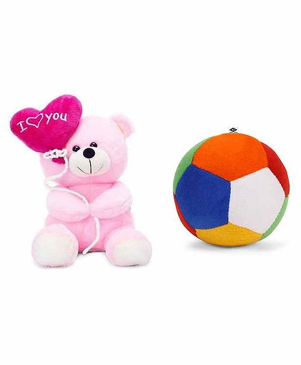 Deals India Teddy Soft Toy and Ball Combo Pink - Height 26 cm