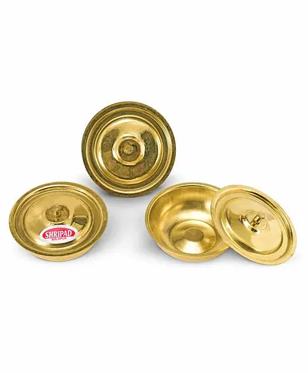 Shripad Steel Home Miniature Brass Manchurian Dish Set of 3 - Golden