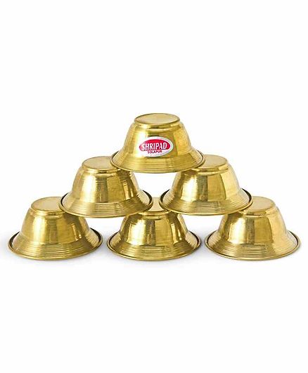 Shripad Steel Home Miniature Brass Katori Set of 6 - Golden