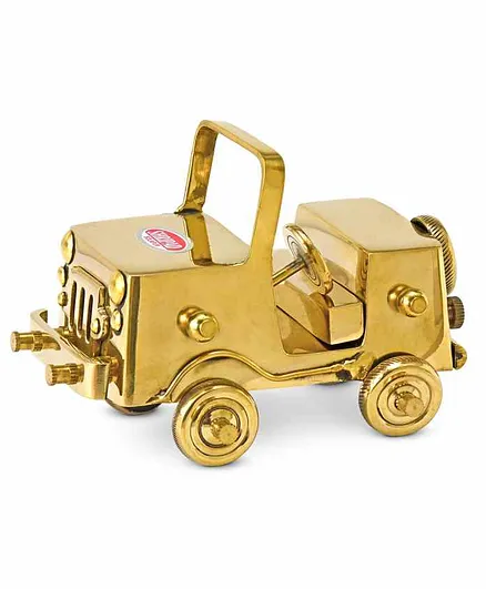 Shripad Steel Home Antique Brass Vintage Jeep Model - Golden