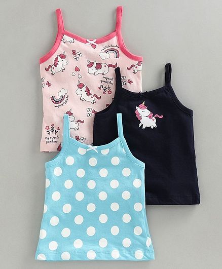 Babyoye Singlet Slips Unicorn Print Pack of 3 - Blue White