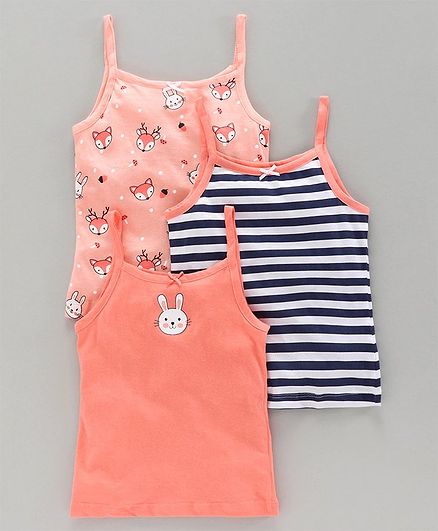 Babyoye Singlet Sleeves Slip Bunny Print Pack of 3 - Peach