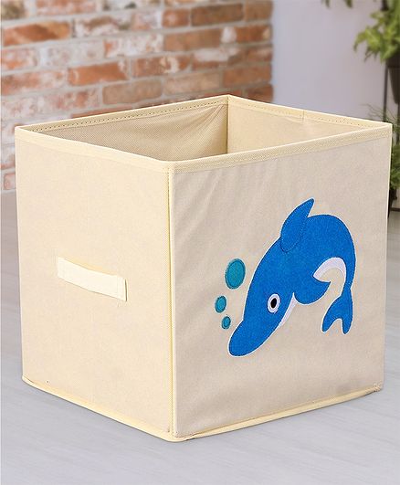 Zoe Storage Box Dolphin Embroidery - Cream