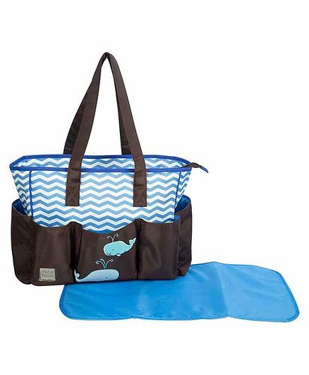 Mee Mee Diaper Bag with Changing Mat - Brown Blue