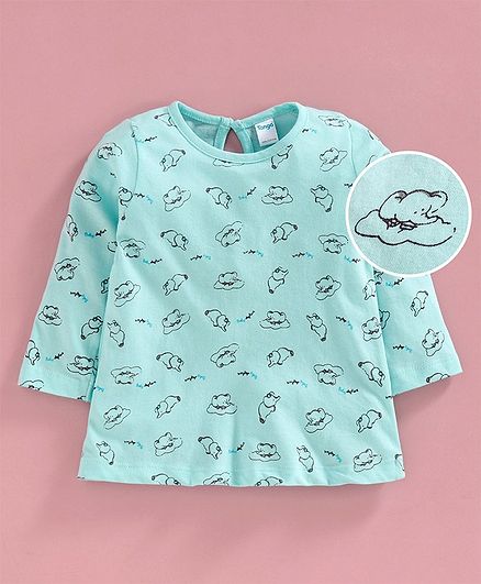 Tango Full Sleeves Tee Elephant Print - Light Blue