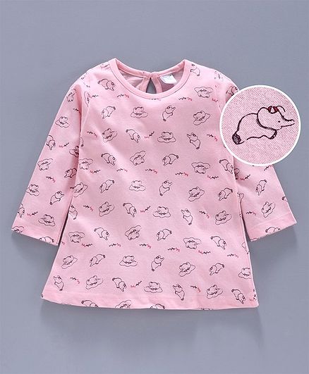 Tango Full Sleeves Tee Elephant Print - Light Pink
