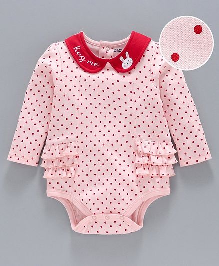 Babyoye Full Sleeves Onesie Polka Dot Print - Pink